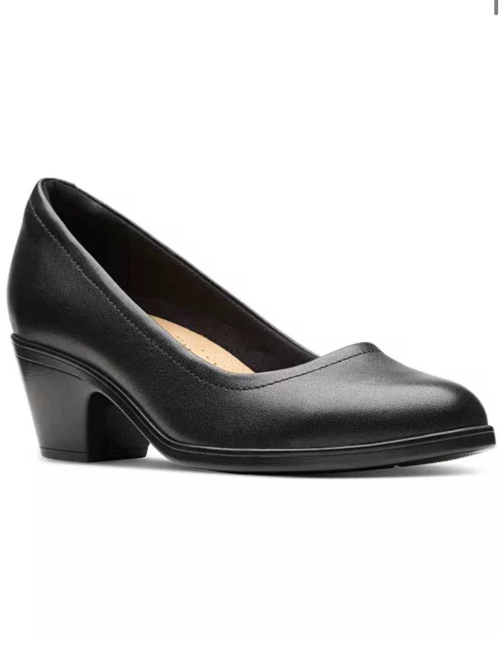Clark’s women’s Emily ruby block heel comfort pumps black